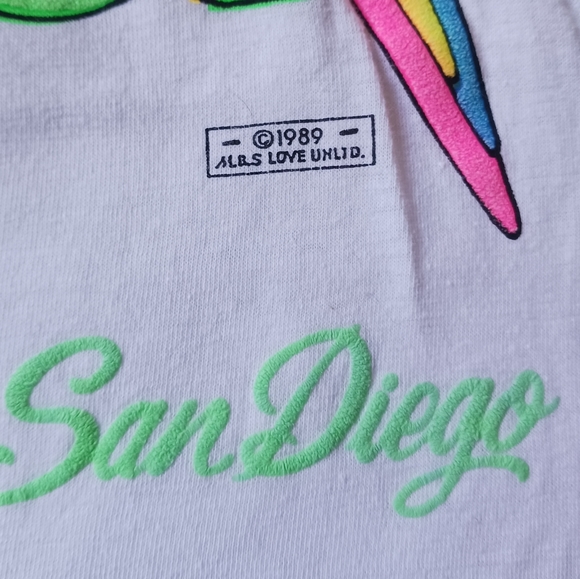 VTG Retro 80s SAN DIEGO WAY COOL Colorful Size L Graphic Tee Shirt Parrots 🦜 - Picture 3 of 12